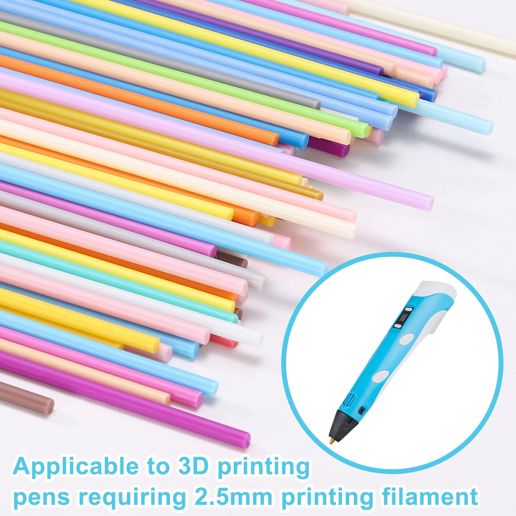 Uxcell 50 Pcs 3D Pen Refills, Low Print Temperature Filament 2.5mm x 15cm PCL Printer Filament Refill Packs, Only Support for 3D Pen, Pink