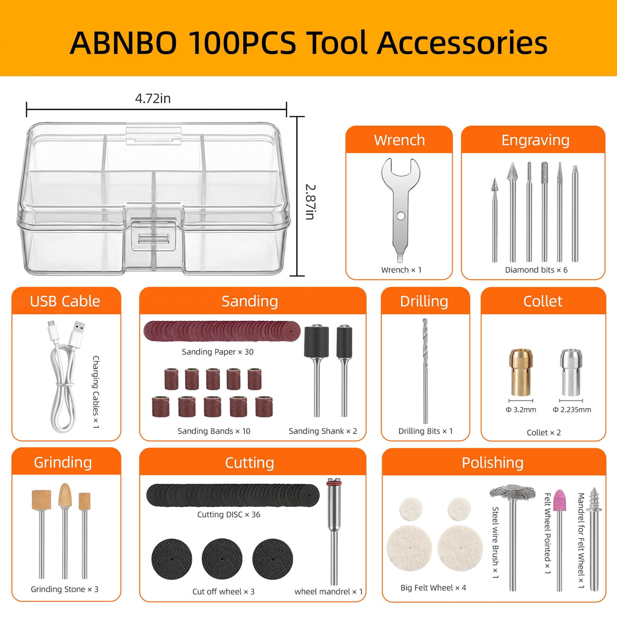 ABNBO Mini Cordless Rotary Tool,5-Speed 30000RPM,Power Rotary Tool Kit 4V Type-C Charging with Digital Display, 100 Accessories for Sanding,Polishing,Engraving,Carving, DIY Crafts (Yellow)