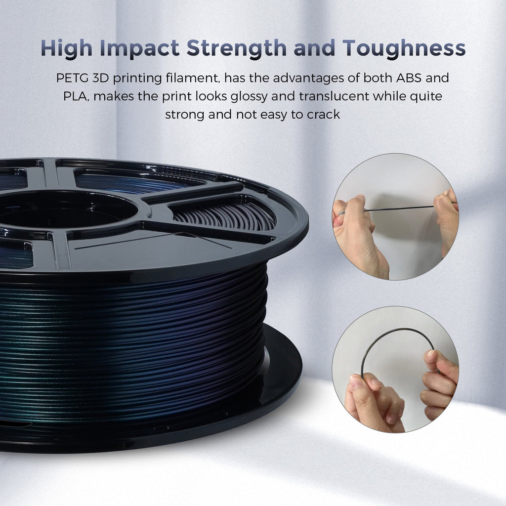 Flashforge PETG Filament 1.75mm, 1KG/2.2lbs PETG 3D Printer Filament, Black