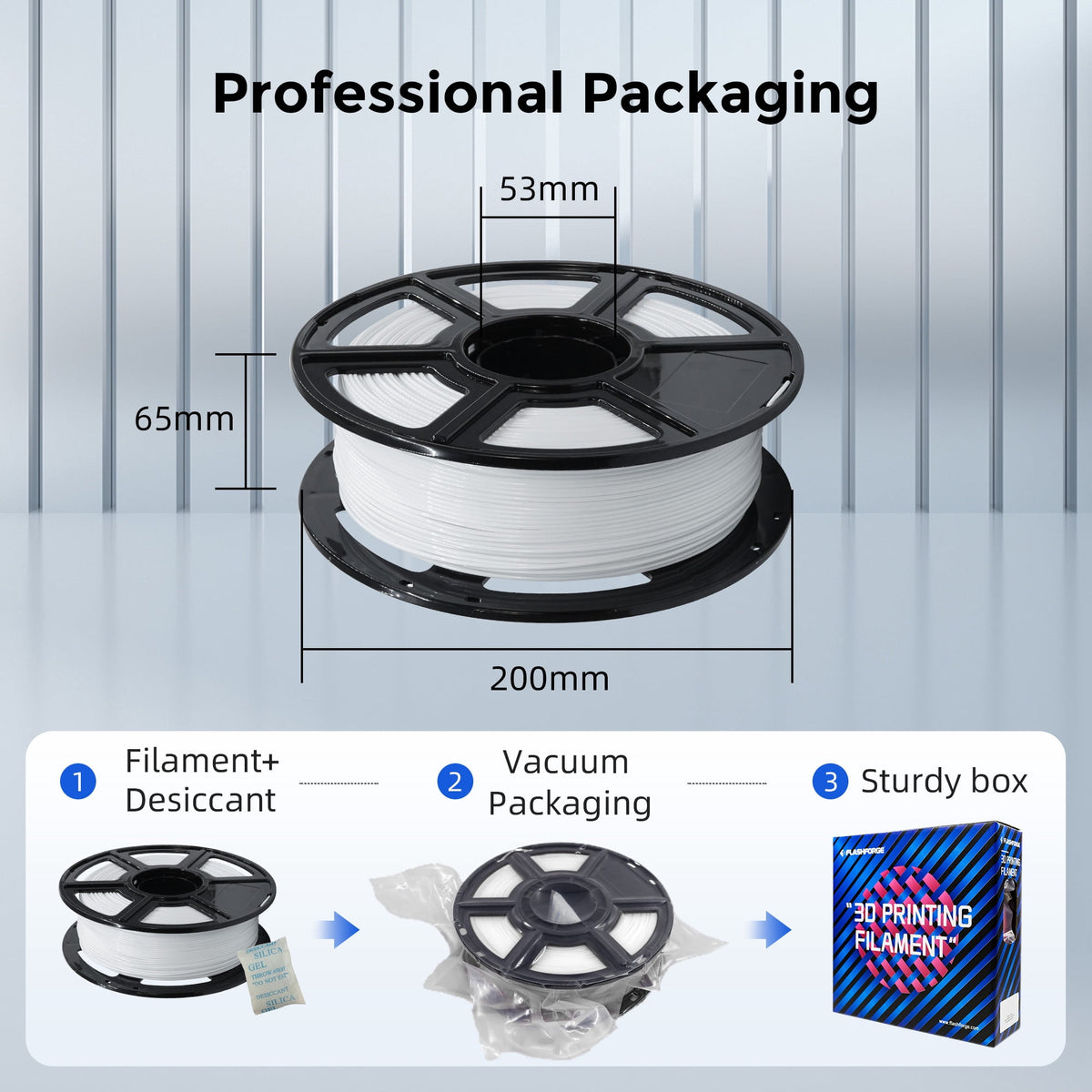 Flashforge PETG Filament 1.75mm, 1KG/2.2lbs PETG 3D Printer Filament, White
