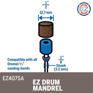Dremel EZ407SA EZ Drum 1/2" Sanding Band & Mandrel Kit, Rotary Tool Accessory