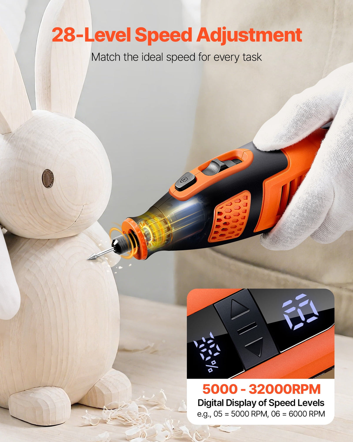 VEVOR 73-Piece Cordless Rotary Tool Kit, DC4V Portable Mini Power Rotary Tool, 5-Level Speed 7000-20000 RPM Multi-Purpose DIY Tools for Engraving, Sanding, Polishing, Carving, Cutting, DIY Crafts