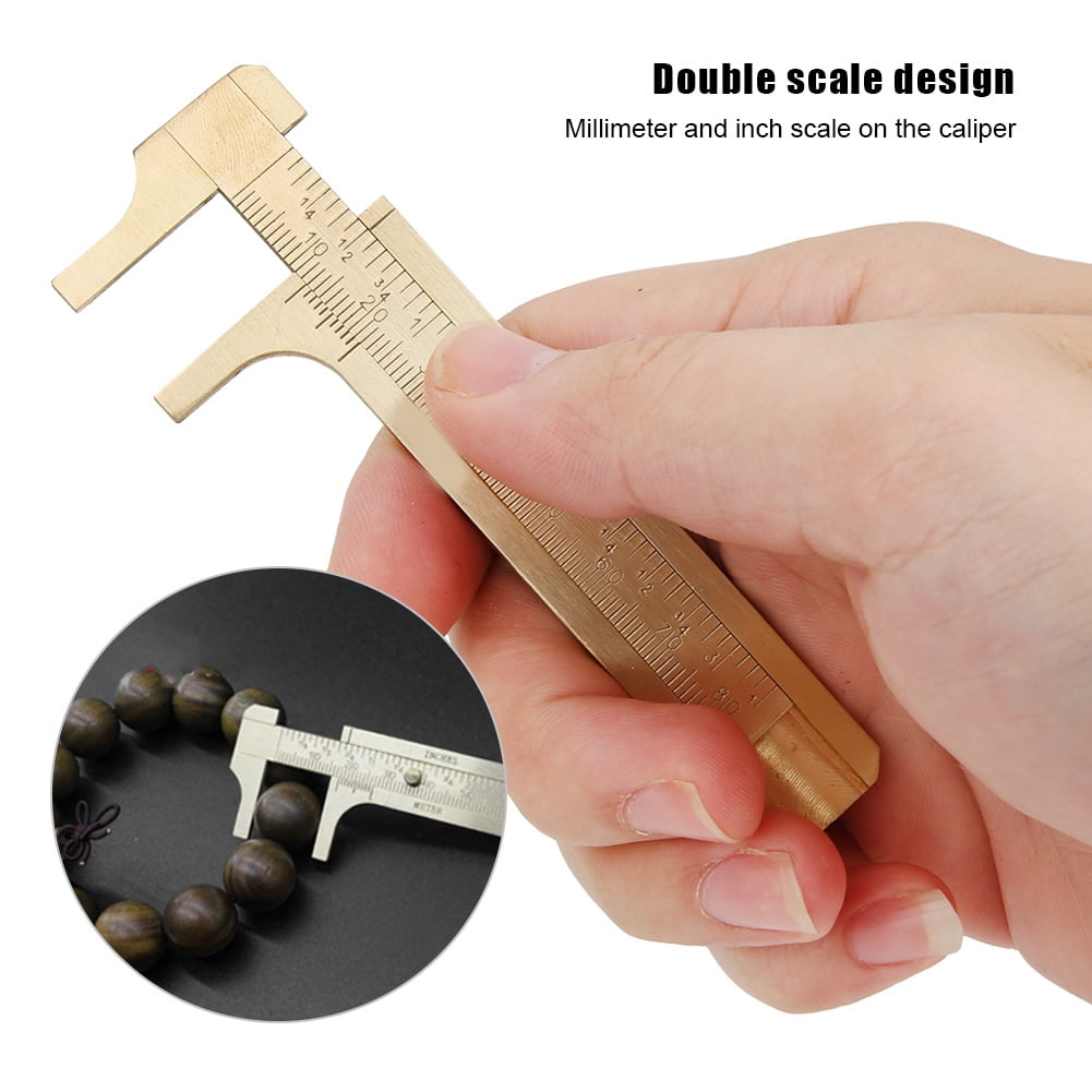 Riousery Double Scale Brass Vernier Caliper Jewelry Maker Measuring Ruler Authenticate Dimensions for Gemstones Beads Walnuts Antiques and Handcrafts 3.15 Inches 80mm