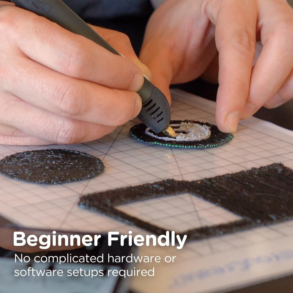 3Doodler Flow 3D Printing Pen for Teens, Adults & Creators! - Black - with Free Refill Filaments + Stencil Book + Getting Started Guide