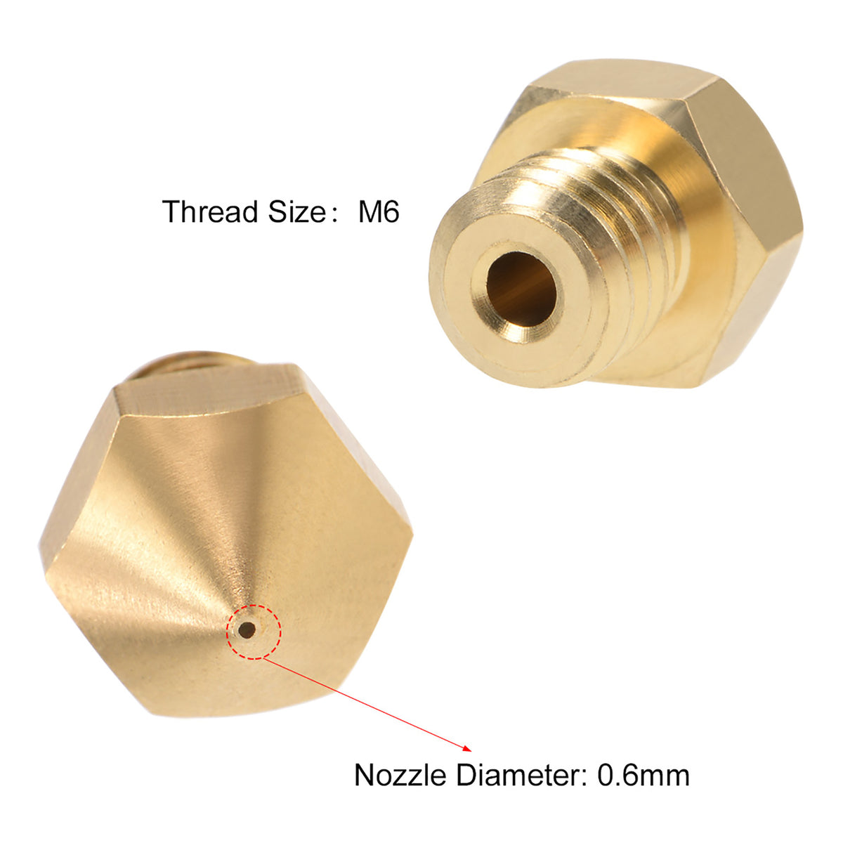 0.4mm 3D Printer Nozzle Head M7 Thread Replacement for MK10 1.75mm Extruder Print Brass 5pcs