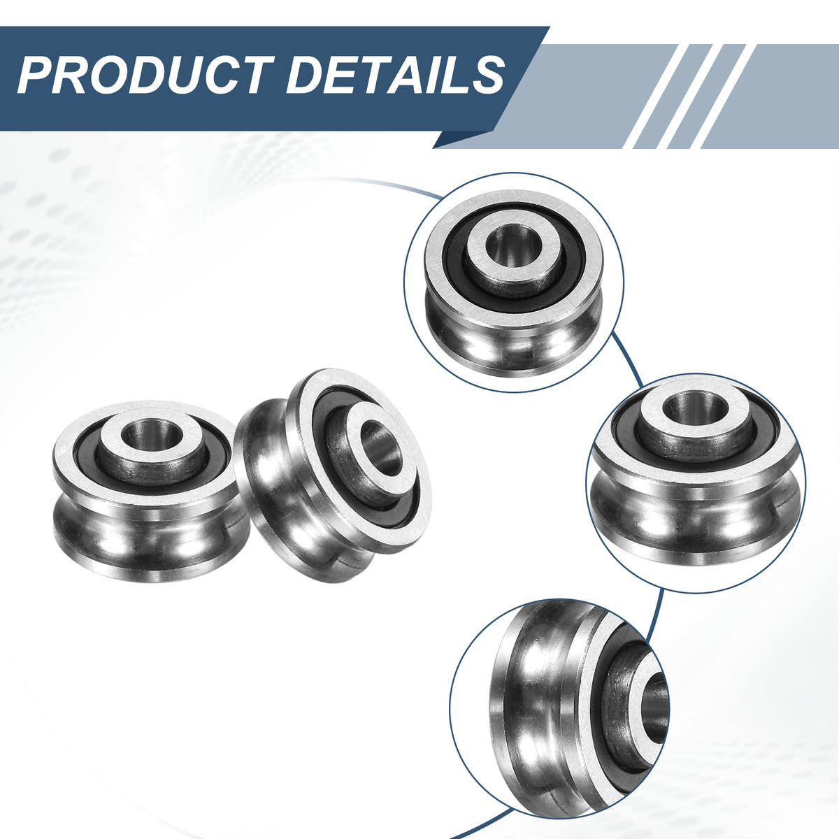 Uxcell 4 Pcs U Groove Bearings, 5x16x8mm Rail Ball Bearings Groove Guide Pulley Bearing Steel Replacement for Rail Track Linear Motion System Printing Project ABEC1