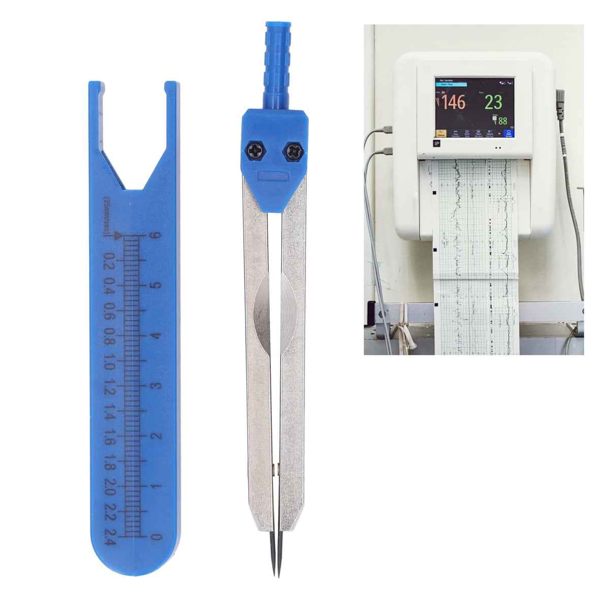 Thalyn EKG Measuring Tool EKG Calipers Stainless Steel Drafting Divider for Accurate Measurement in Nursing