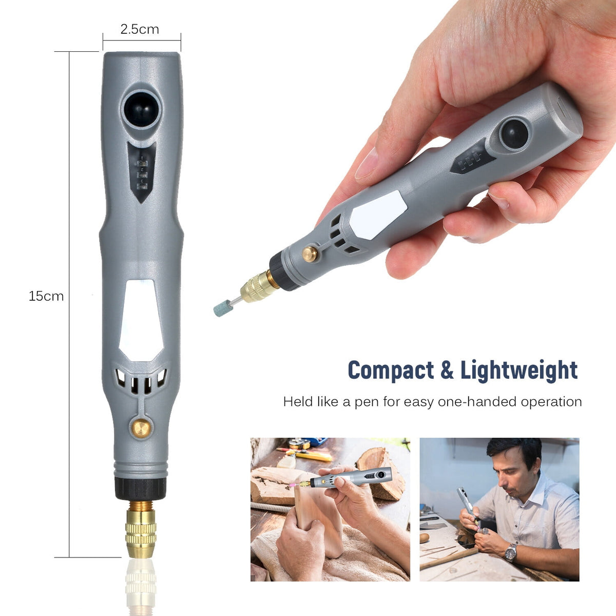 Htovila Multifunctional Handheld Electric Grinder Set 6000-15000rpm Rotary Tool Kit Rechargeable 3 in 1 Polisher Driller Grinder Pen Machine Kit
