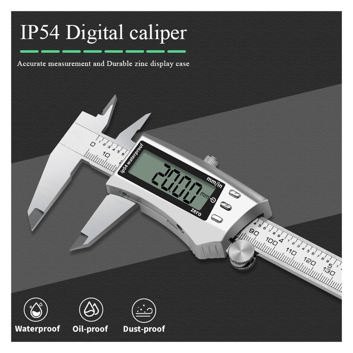 Digital Caliper IP 54 Waterproof 150 Mm 6 Inch 200 MM 300MM Caliper Metal Vernier Caliper Measurement