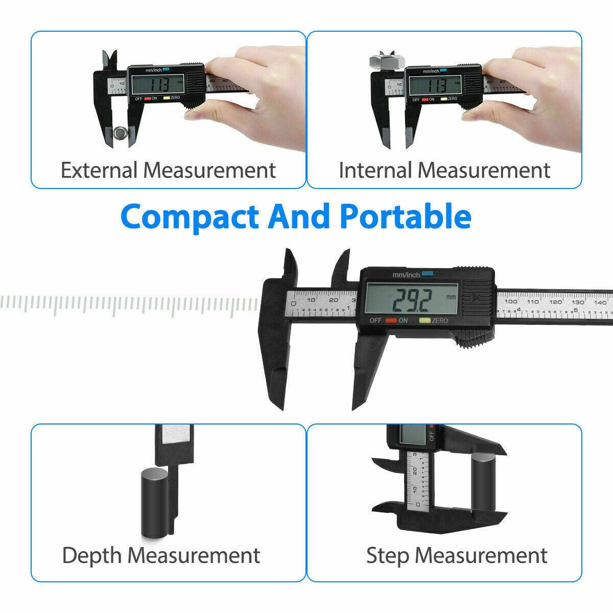 LCD Digital Caliper Electronic Gauge Carbon Fiber Vernier Micrometer Ruler 6inch