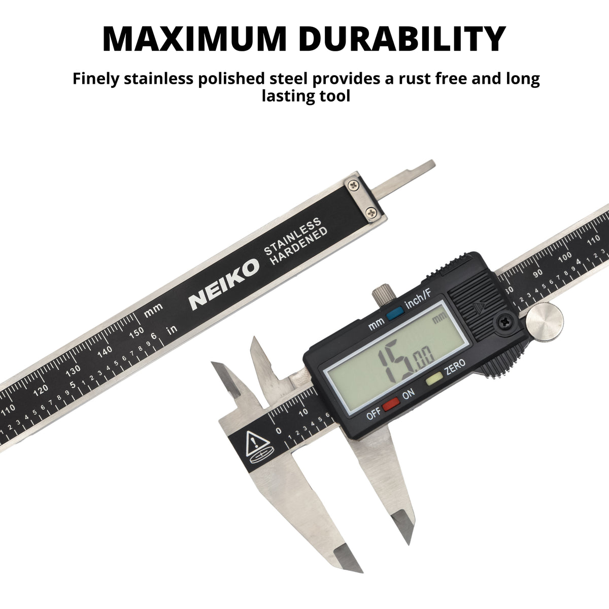 NEIKO 01407A Electronic Digital Caliper Measuring Tool, 0-6 Inches Stainless Steel Construction with Large LCD Screen Quick Change Button for Inch Fraction Millimeter Conversions, Digital Caliper Me