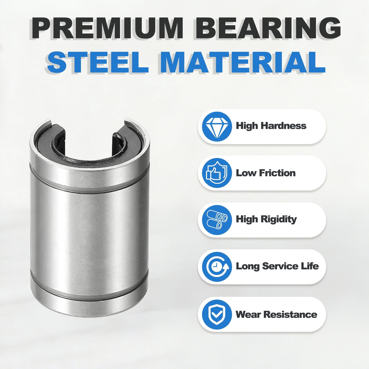 Uxcell 2 Pcs LM16UUOP Open Type Linear Ball Bearings, 12mm Bore Dia 21mm OD Linear Motion Bushing with Double Side Rubber Sealed for CNC Machine 3D Printer, Silver