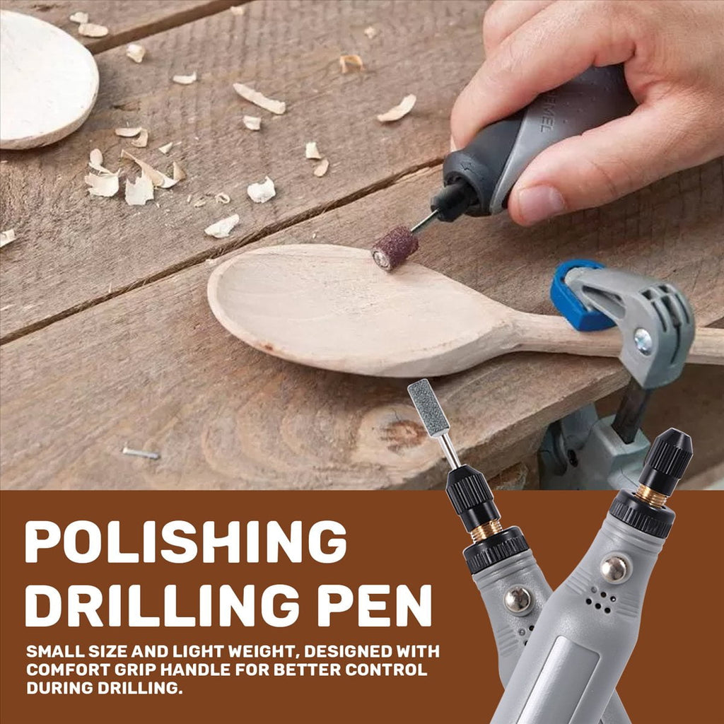 10W Hobby Craft Mini Drill Grinder Rotary Tool Set Modeling Polishing Drilling - Grey