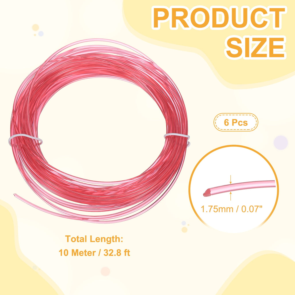 Uxcell 3D Pen Filament 6Pcs 1.75mm Total Length 196.8 Feet Transparent Red PLA, 3D Pen Filament Refills Low Warping, for Creating Pictures Printed Model Printing Pen
