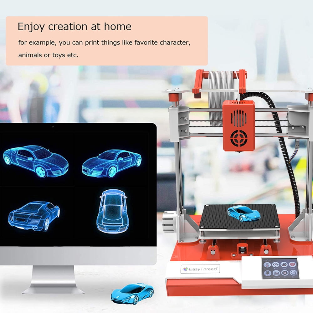 EasyThreed K6 3D Printer for Kids and Beginners, Desktop FDM 3D Printer with 2.4'' Touchscreen Control, 10m PLA Filament, Quick Assembly, Print Size 3.94x3.94x3.94in