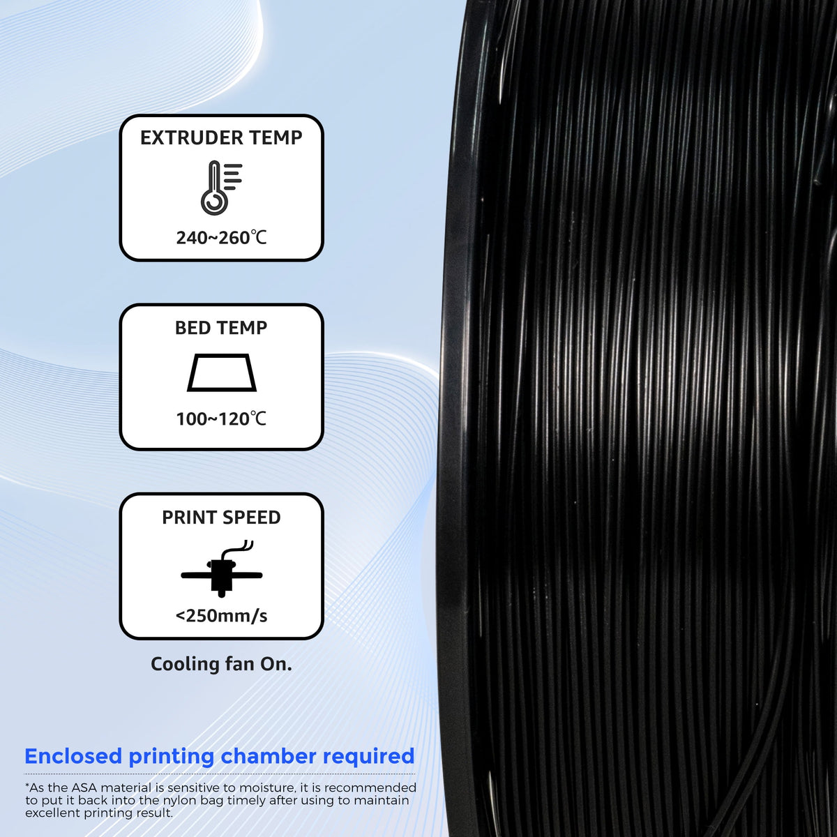 Flashforge ASA Filament 1.75mm, 1KG/2.2lbs UV Resistant ASA 3D Printer Filament with Satin Finish, Natural