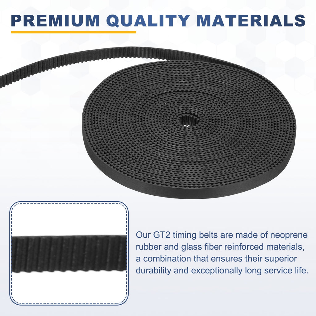 Uxcell Rubber 2GT Timing Belt 6x5000mm 2mm Pitch 1.5mm Thick Black Open Loop Pulley Timing Belt for 3D Printer