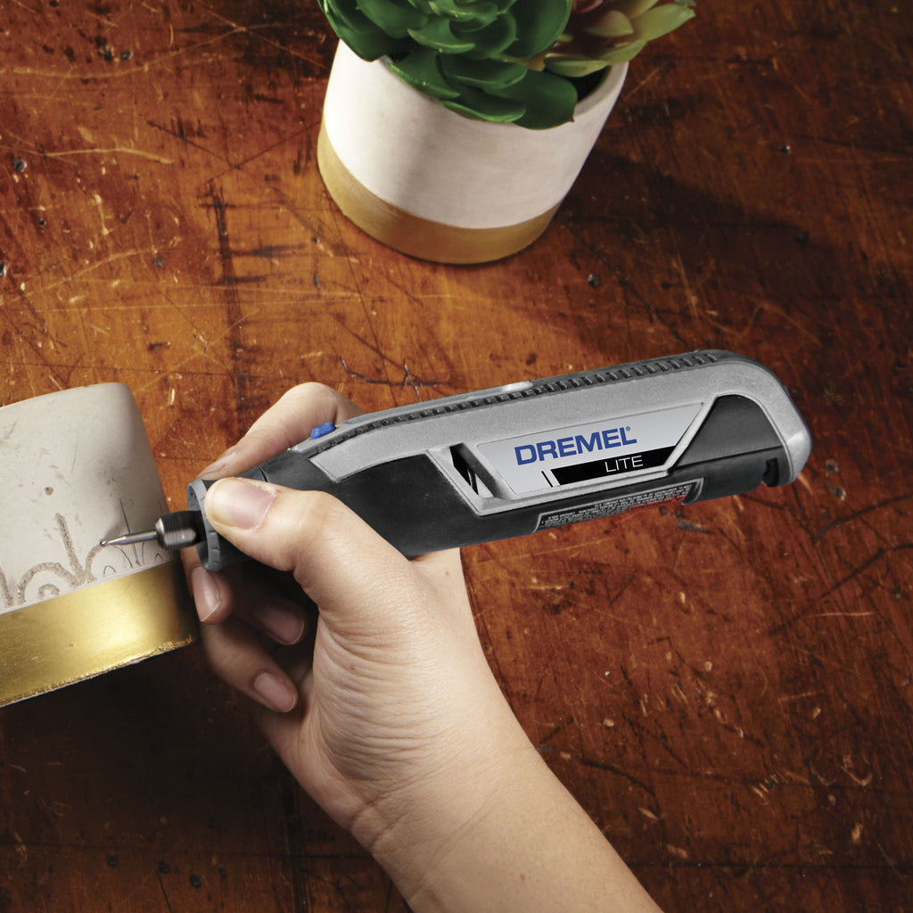 Dremel Lite 7760-N/10W 4V-Cordless Variable Speed Rotary Tool with Integrated 2Ah Li-Ion Battery, & 10 Rotary Tool Accessories