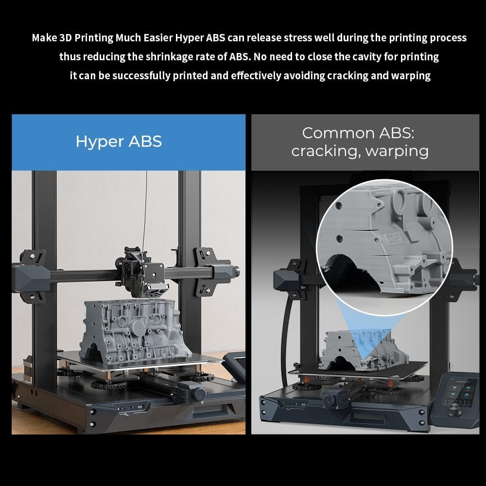 Creality Hyper ABS Filament 3D Printer Filament 1.75mm 350mm/s High-Speed Printing Dimensional Accuracy ± 0.05 mm 2.2lbs Compatible with Most 3D Printers, White