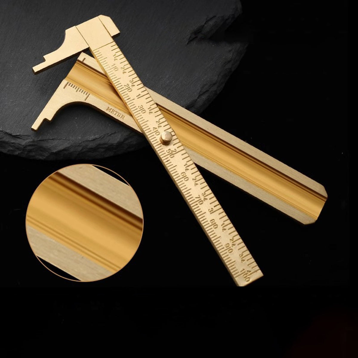 Pocket Brass Caliper - Dual Scale Vernier Gauge for Jewelry Making - Mini Measuring Tool for Beads, Rings & Wire - Precision Metal Ruler for Jewelers & DIY Craft Projects