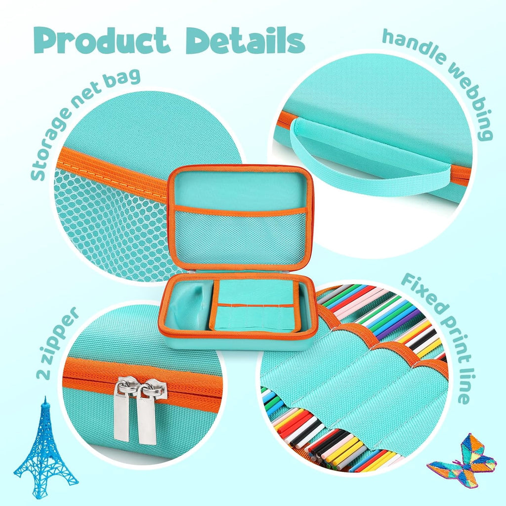 Hard Case Compatible with 3Doodler Start+ Essentials (2023) for 3D Pen Set for Kids, Art Activity Set Carrier Case for Printing Filament Refill and USB Charger,Blue (Box Only)