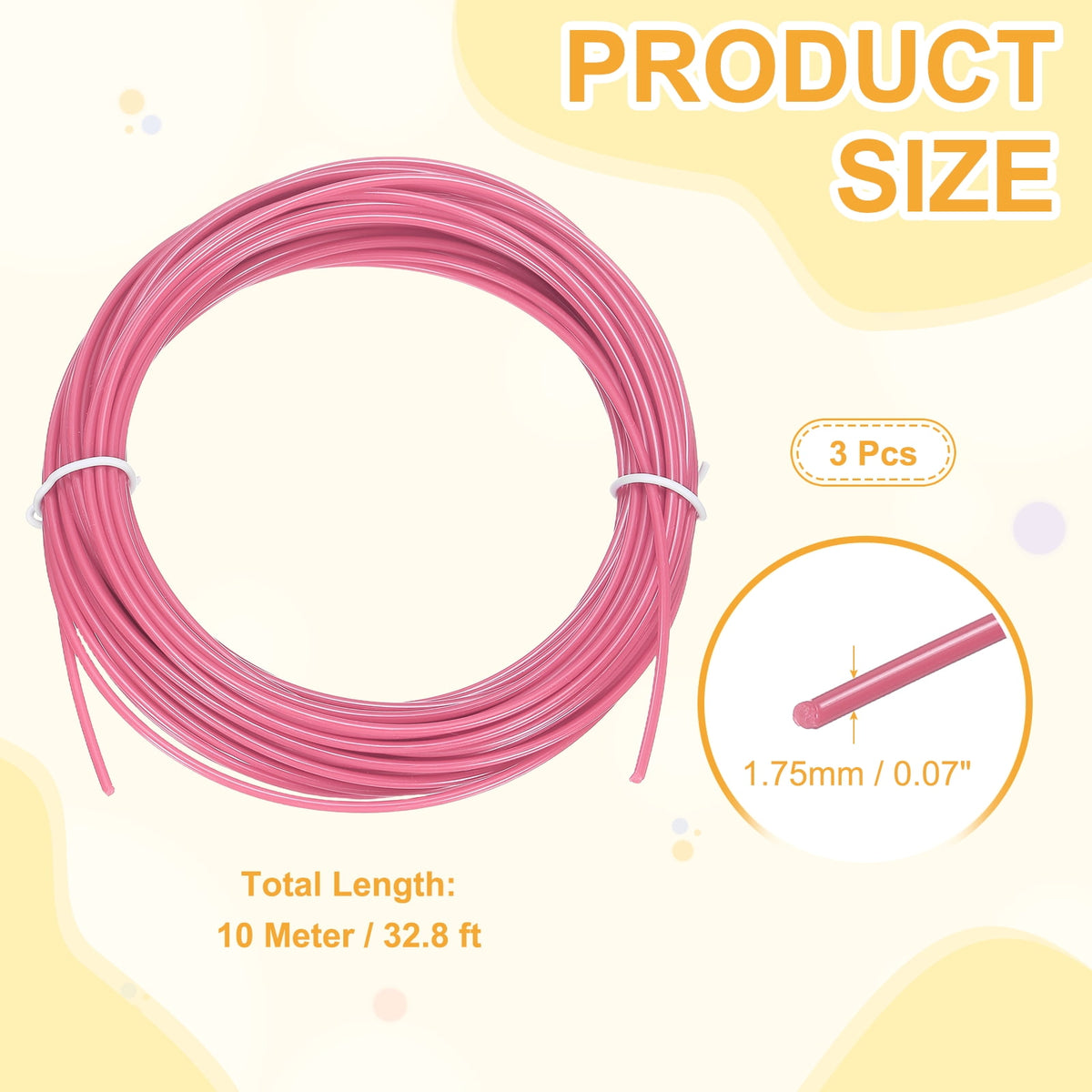 Uxcell 3D Pen Filament 3Pcs 1.75mm Total Length 196.8 Feet Fluorescent Rose PLA, 3D Pen Filament Refills Low Warping, for Creating Pictures Printed Model Printing Pen