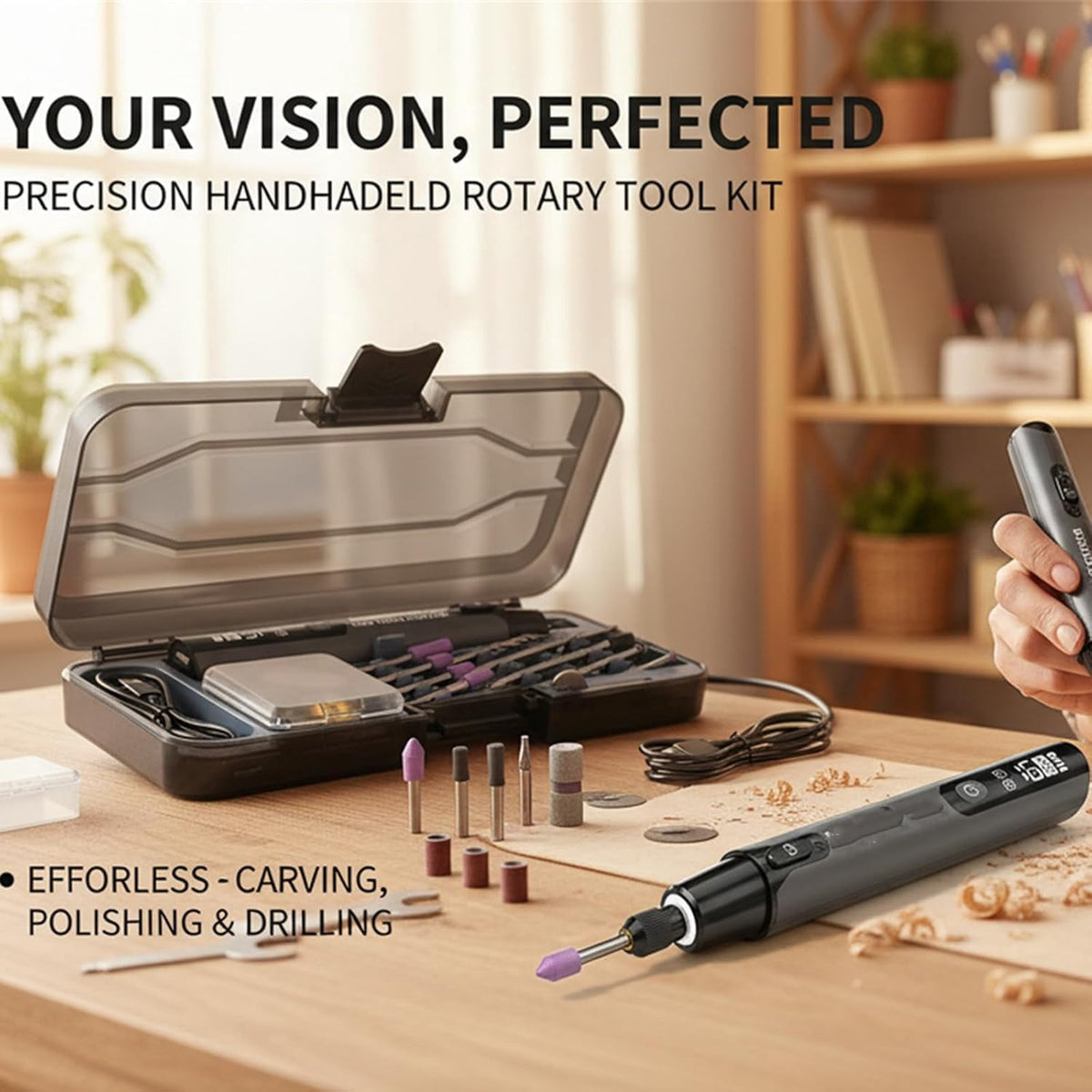 Mini Cordless Rotary Tool, 6-Speed Rotary Tool Kit with 50 Accessories, Multi-Purpose and USB Charging Power Rotary Tool for Engraving, Sanding, Polishing, Drilling, Etching, DIY Crafts,Orange
