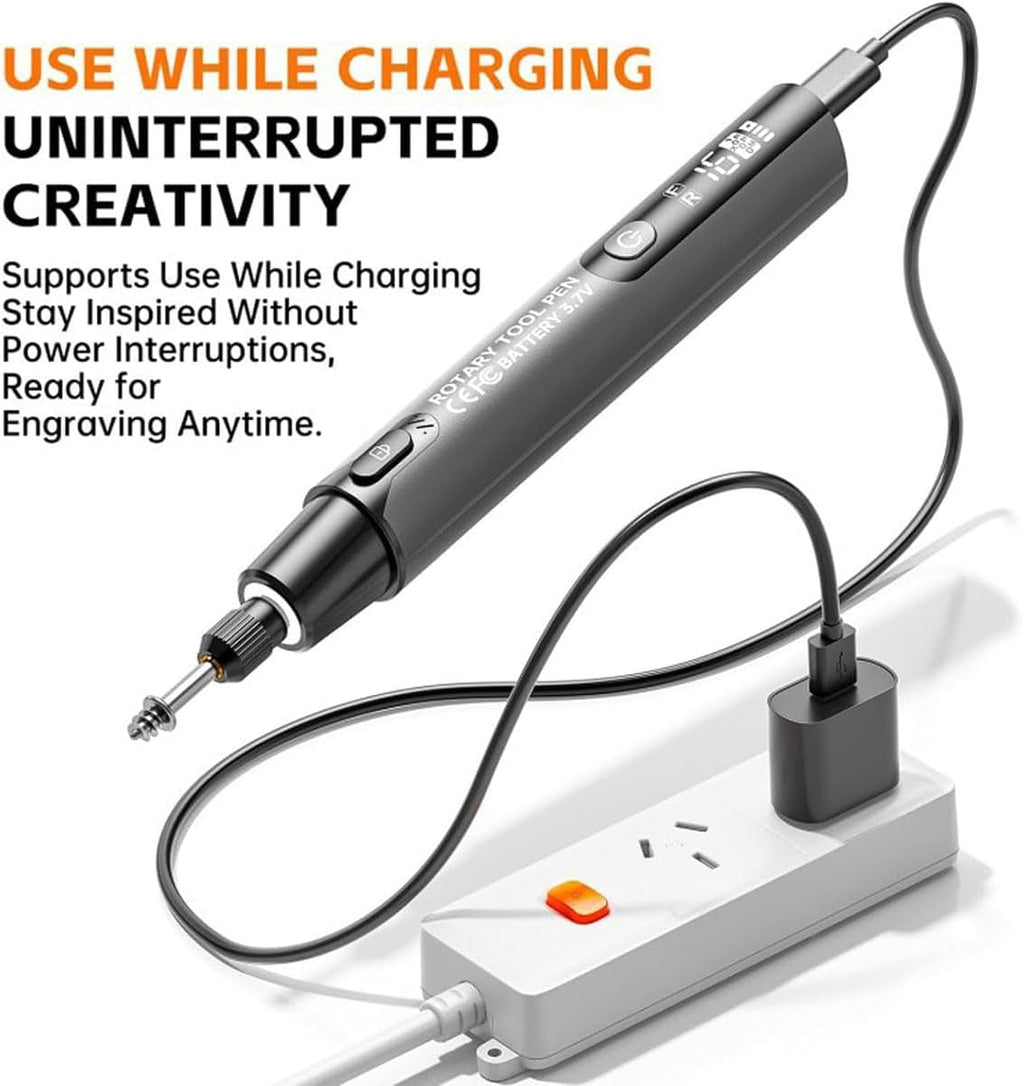 Mini Electric Rotary Tool Set With Led Light & Digital Display, Mini Cordless Rotary Tool, 6 Adjustable Spin Speed Tools, USB Charging for Crafting, Sanding, Polishing, Drilling (Gray)