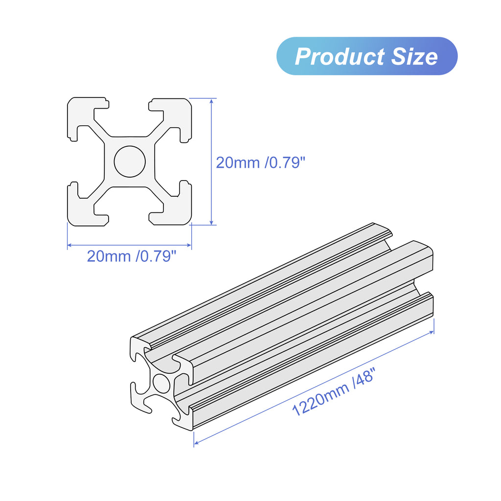 Uxcell 10Pcs Slot 2020 Aluminum Extrusion European Standard 1220mm 48 Inch Length Anodized Rail for CNC DIY 3D Printer and Industrial Bracket