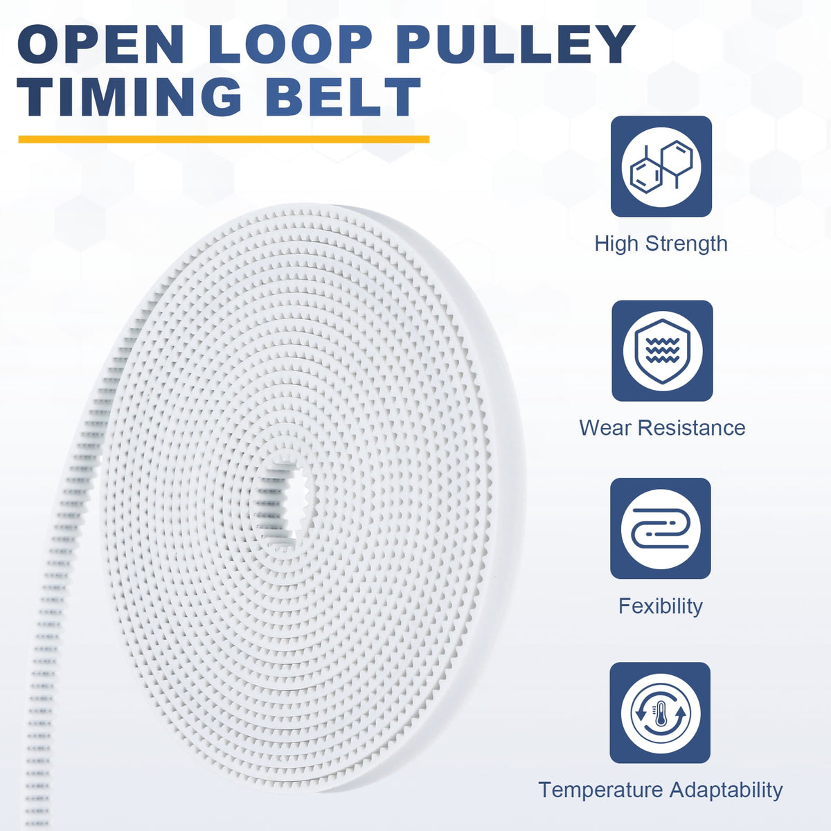 Uxcell Polyurethane PU Steel Cord 2GT Timing Belt 6x2000mm2mm Pitch 2mm Thick White Open Loop Pulley Timing Belt for 3D Printer