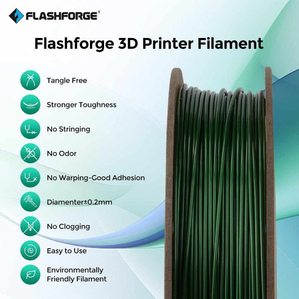 Flashforge PETG Filament 1.75mm, 1KG/2.2lbs PETG 3D Printer Filament, Black