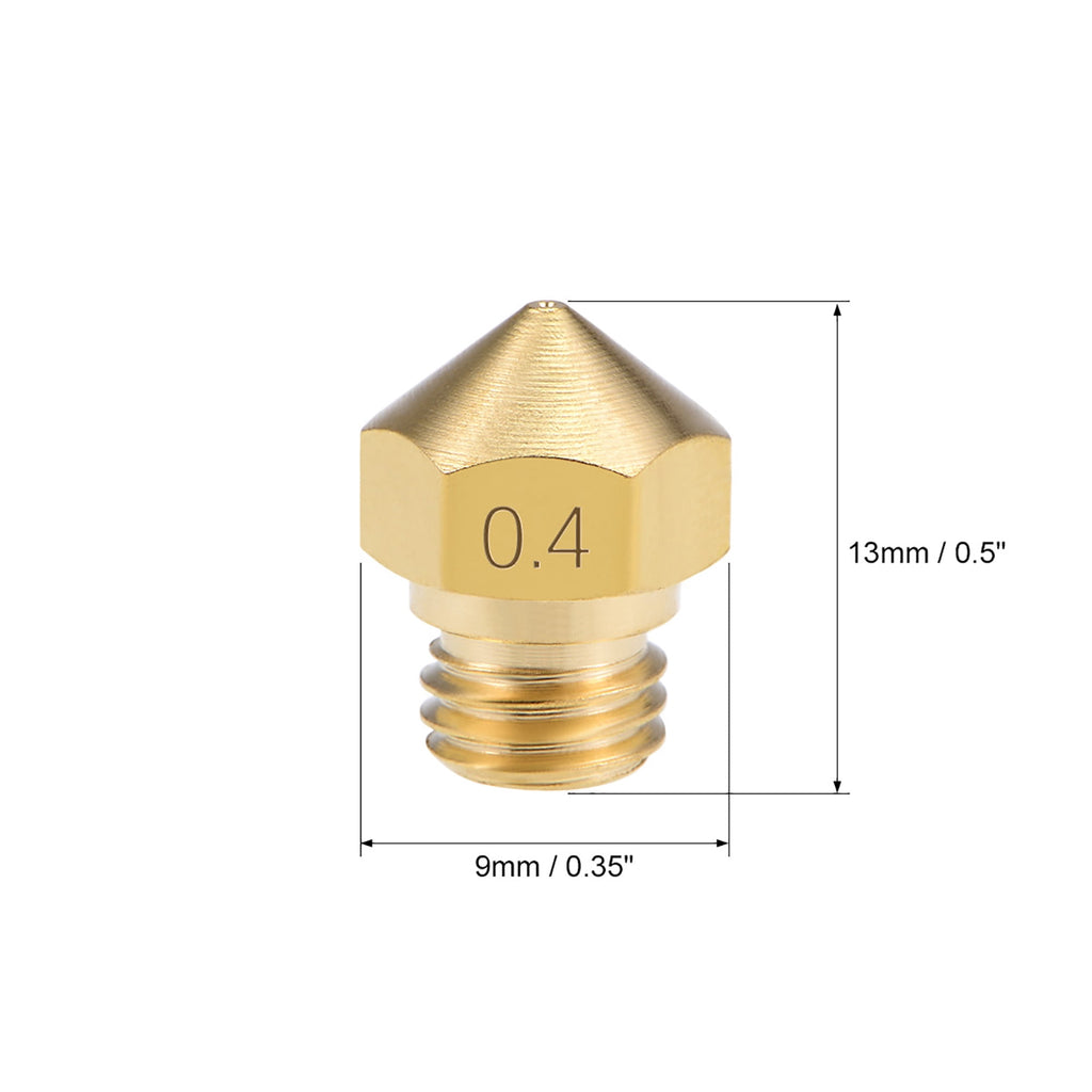 0.4mm 3D Printer Nozzle Head M7 Thread Replacement for MK10 1.75mm Extruder Print Brass 10pcs