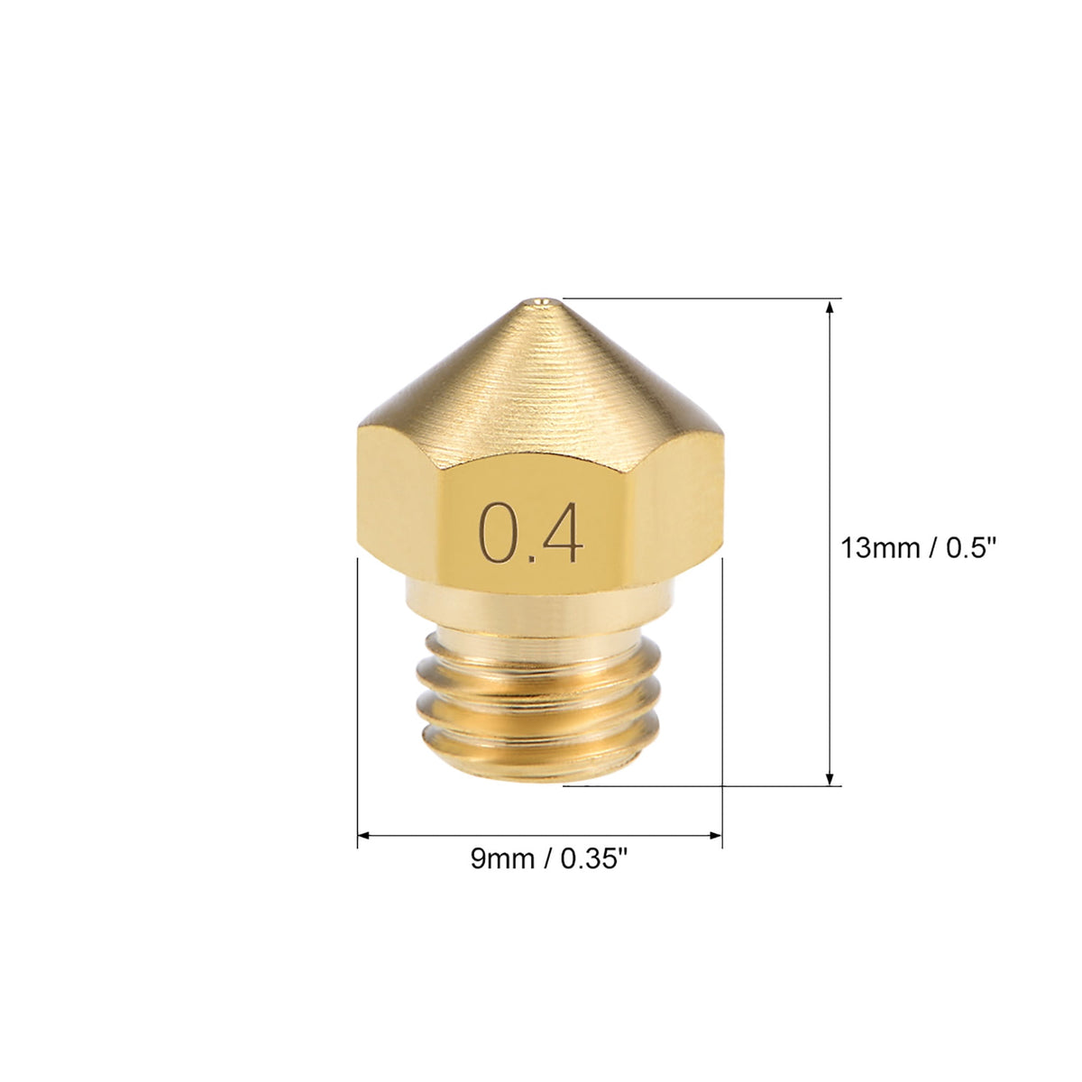 0.4mm 3D Printer Nozzle Head M7 Thread Replacement for MK10 1.75mm Extruder Print Brass 10pcs