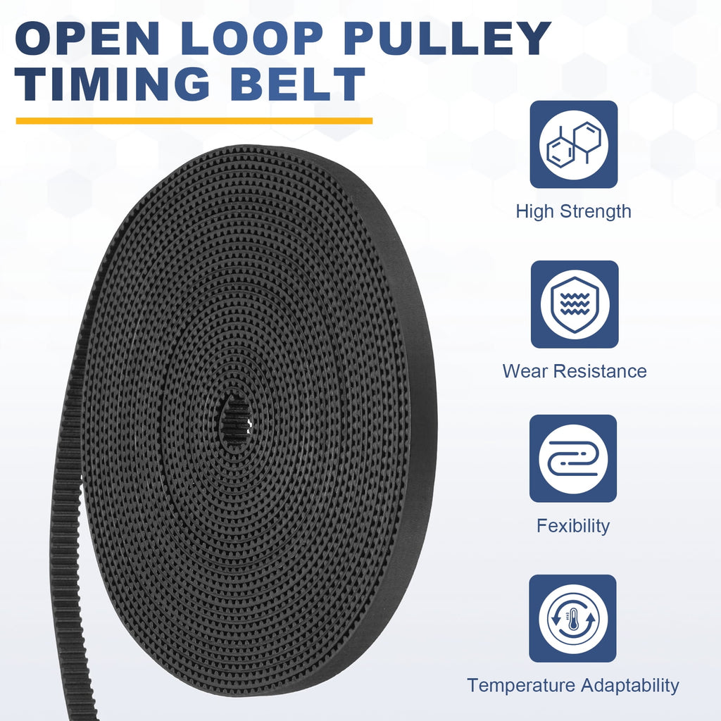 Uxcell Rubber 2GT Timing Belt 6x5000mm 2mm Pitch 1.5mm Thick Black Open Loop Pulley Timing Belt for 3D Printer