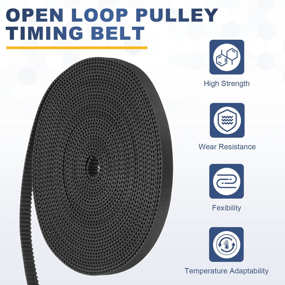 Uxcell Rubber 2GT Timing Belt 6x5000mm 2mm Pitch 1.5mm Thick Black Open Loop Pulley Timing Belt for 3D Printer