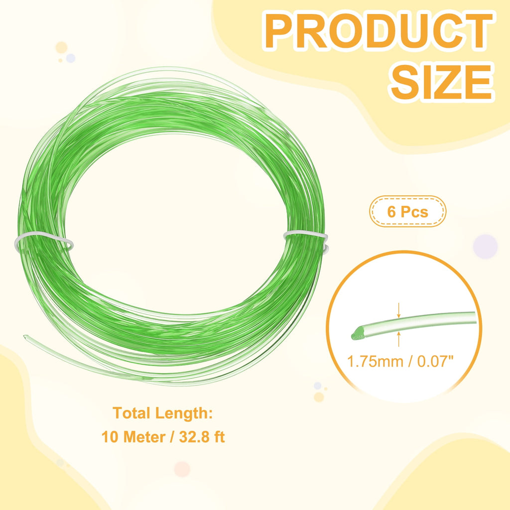 Uxcell 3D Pen Filament 6Pcs 1.75mm Total Length 196.8 Feet Transparent Green PLA, 3D Pen Filament Refills Low Warping, for Creating Pictures Printed Model Printing Pen
