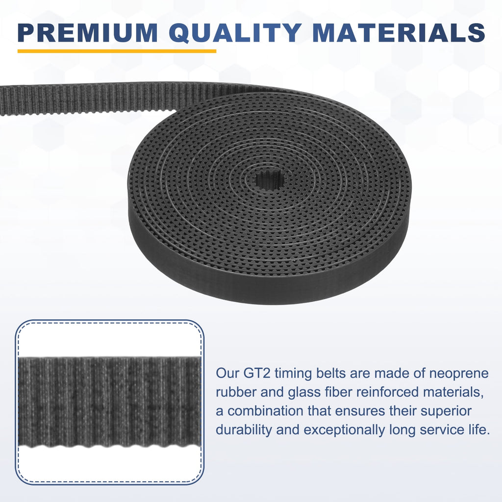 Uxcell Dustproof Rubber 2GT Timing Belt 10x2000mm 2mm Pitch 1.5mm Thick Black Open Loop Pulley Timing Belt for 3D Printer