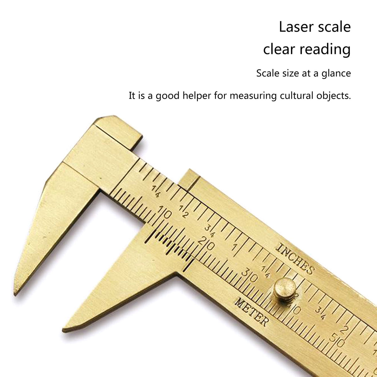 RABBITH Brass 80mm Sliding Metric and Inch Mini Caliper Gauge Retro Vernier Caliper Bead Wire Jewelry Measuring Tool Golden