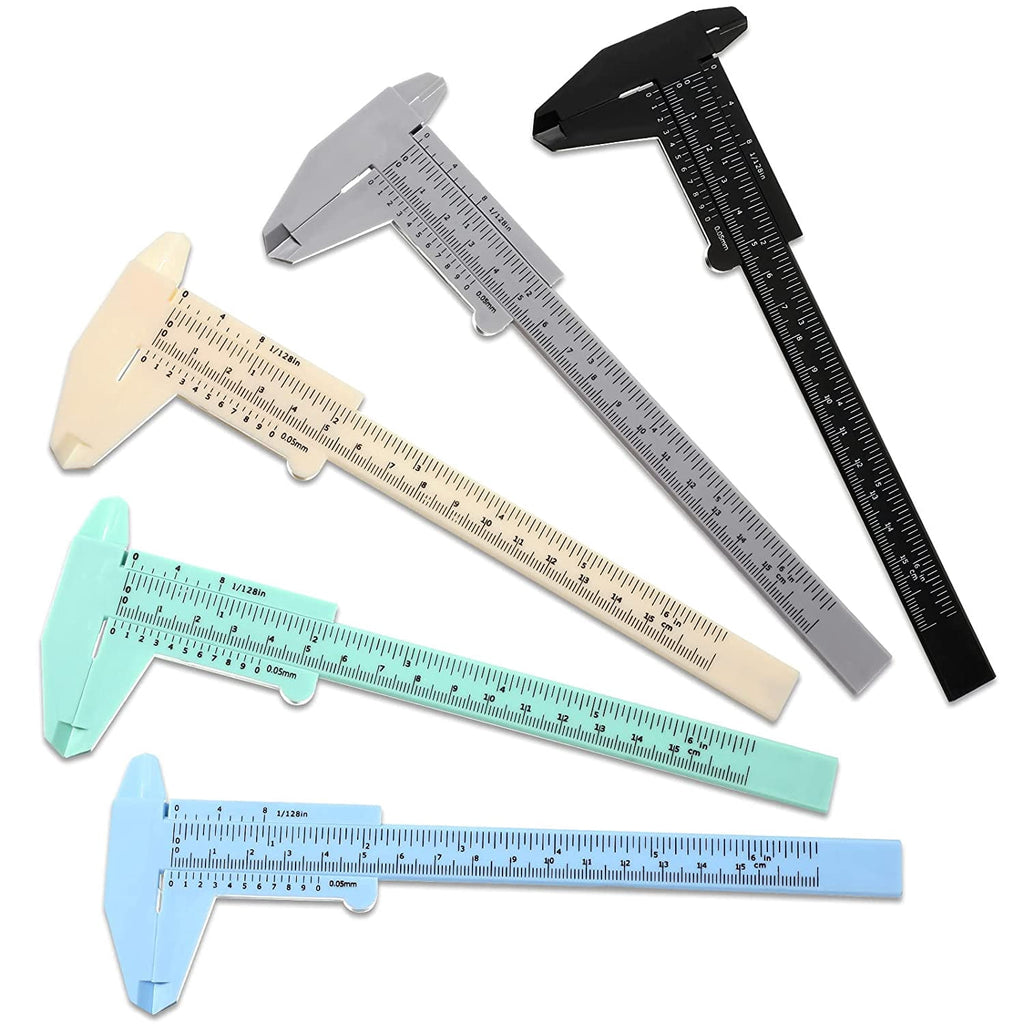 10 Pcs 150 mm Mini Plastic Caliper Vernier Caliper Double Scale Sliding Gauge Measuring Tool for Student Office 5 Colors