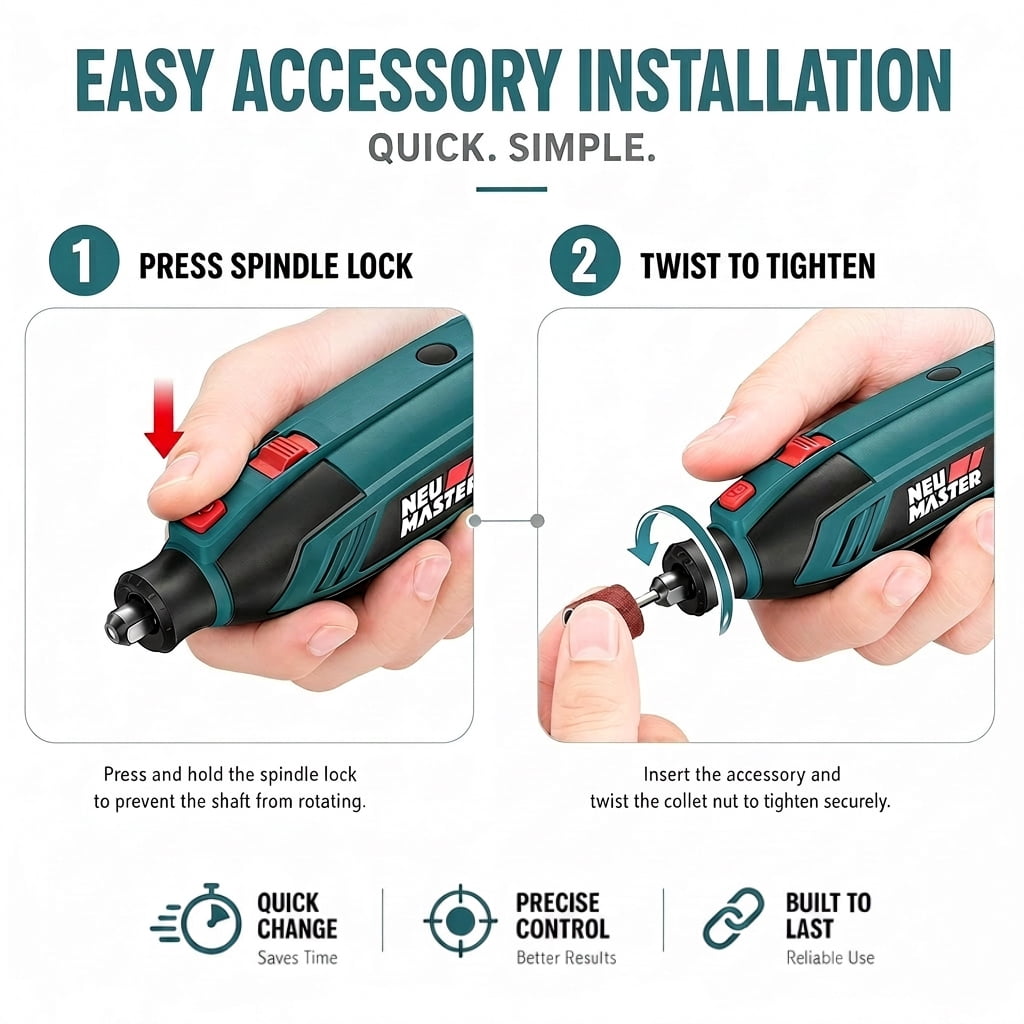 NEU MASTER 160W Rotary Tool Kit with 132 Accessories, 6 Variable Speed 10000-38000 RPM Electric Rotary Tool, Multipurpose Power Tool for Grinding, Polishing, Cutting, Drilling, Carving & Sanding