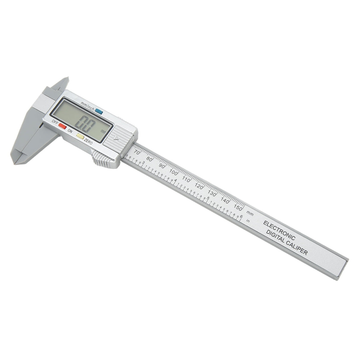 NFTIGB Digital Caliper Electronic LCD Screen Displays 6 inches / 150 mm Measuring Tool Inch Millimeter Conversion PA66 Silver