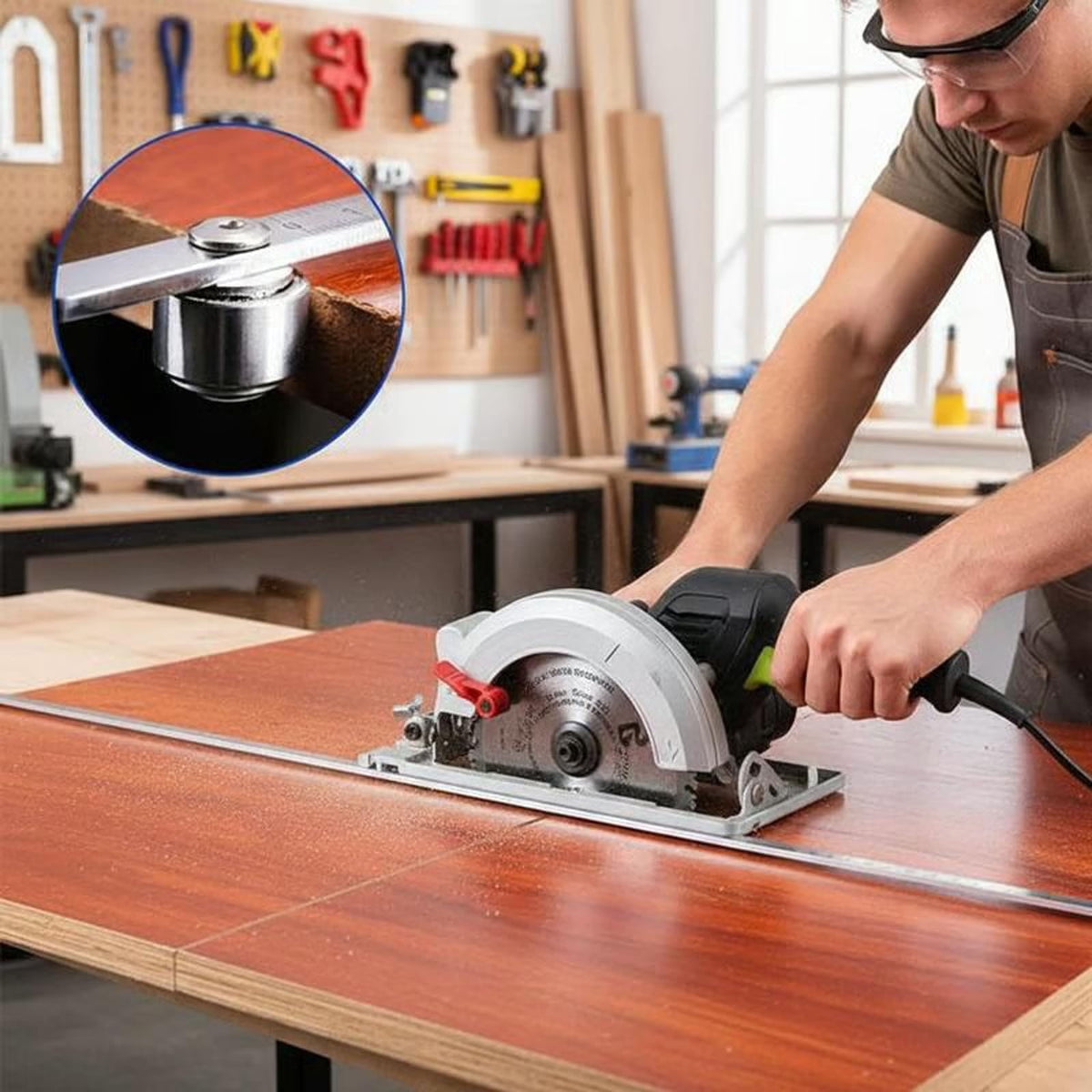 Positioning Calipers for Precise Measurements & Easy Wood Cutting, Stainless Steel Cutting Guide for Circular Saws, Adjustable Guide Rail Double axis 500mm