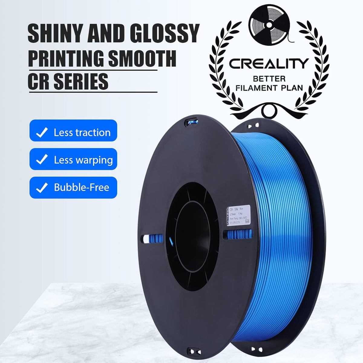 Creality 3D Printing Silk PLA Filament 3D Printer Gold Silver Shiny Filaments 1.75mm Neatly Wound Dimensional Accuracy +/- 0.03 mm Silk Smooth Printing 2.2lbs for Most 3D Printers