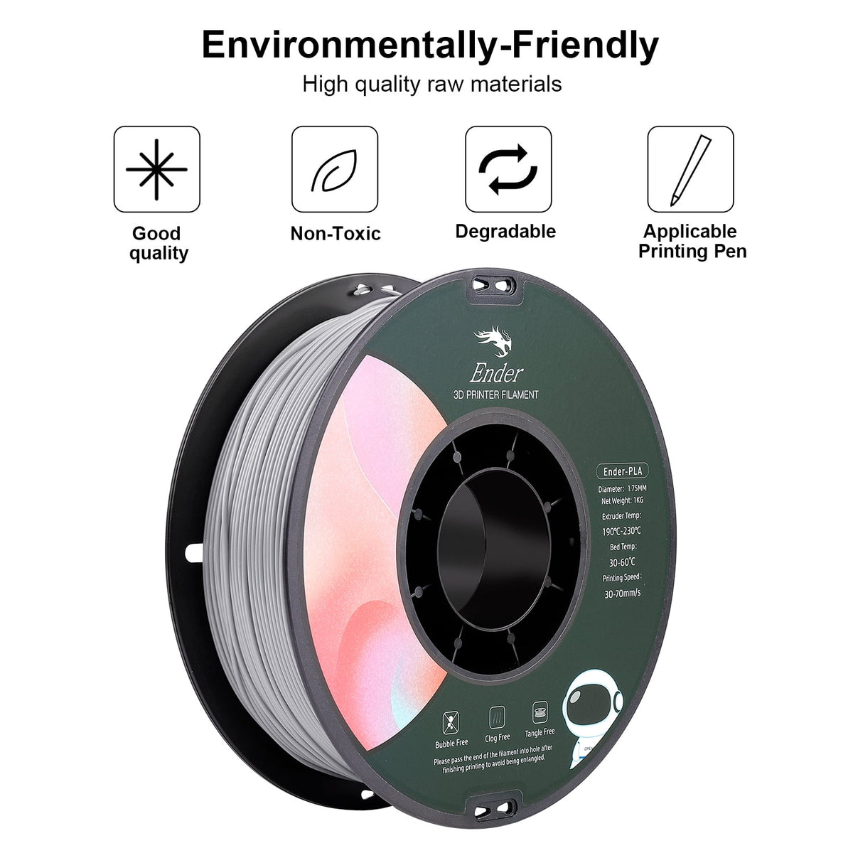 Creality Toughness PLA Filament 1.75mm Grey 1KG 3D Printer Filament