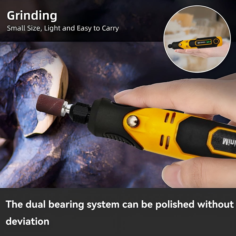 INTELIVE 57pcs Cordless Rotary Tool, Polishing Grinder Tool Kit, 3-Speed Electric Grinder Set, Multi-Purpose Rotary Tool for Sanding Polishing Drilling Etching Engraving Cutting Jewelry DIY