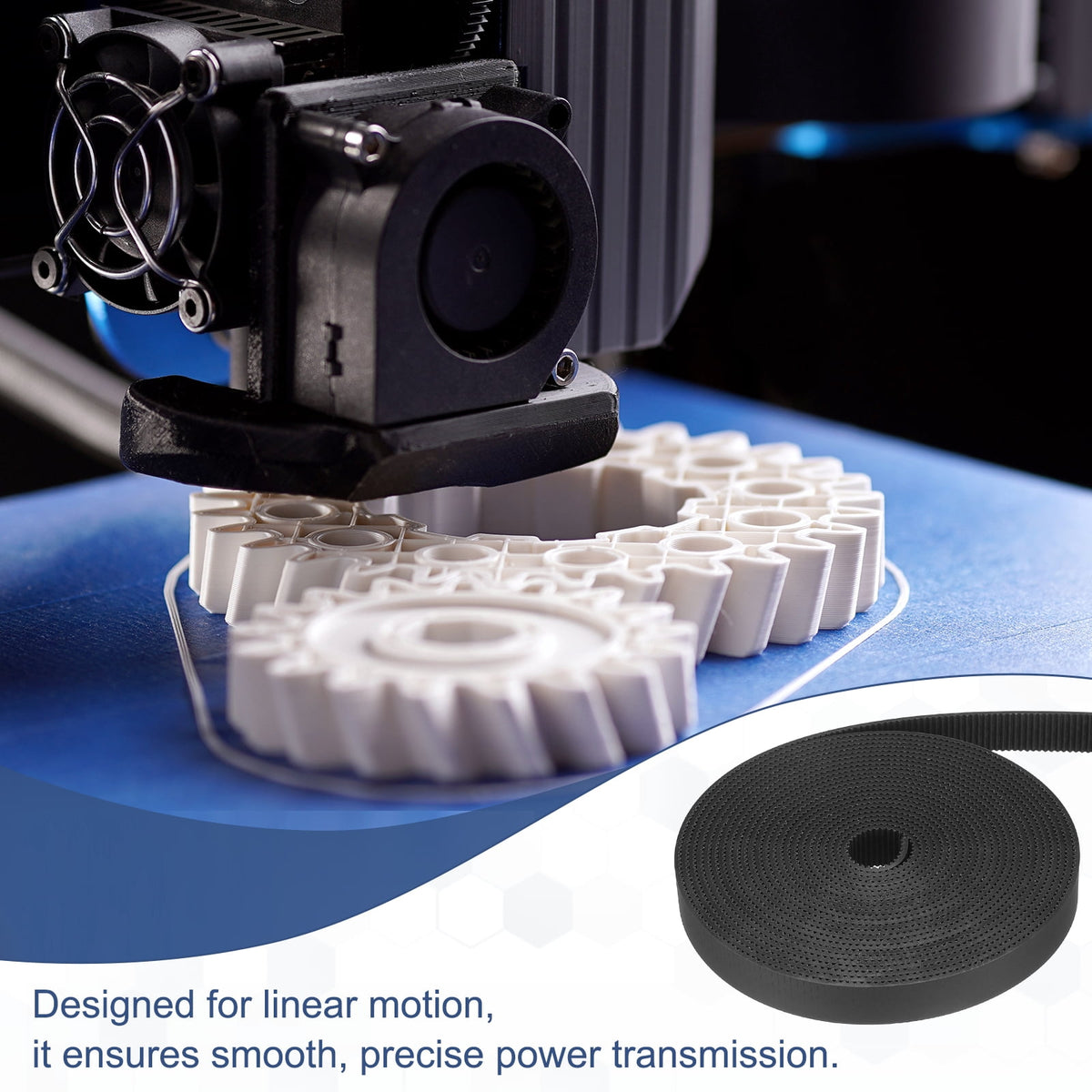 Uxcell PU Steel Cord 2GT Timing Belt Black Cloth Teeth 15x5000mm 2mm Pitch 2mm Thick White Open Loop Pulley Timing Belt for 3D Printer