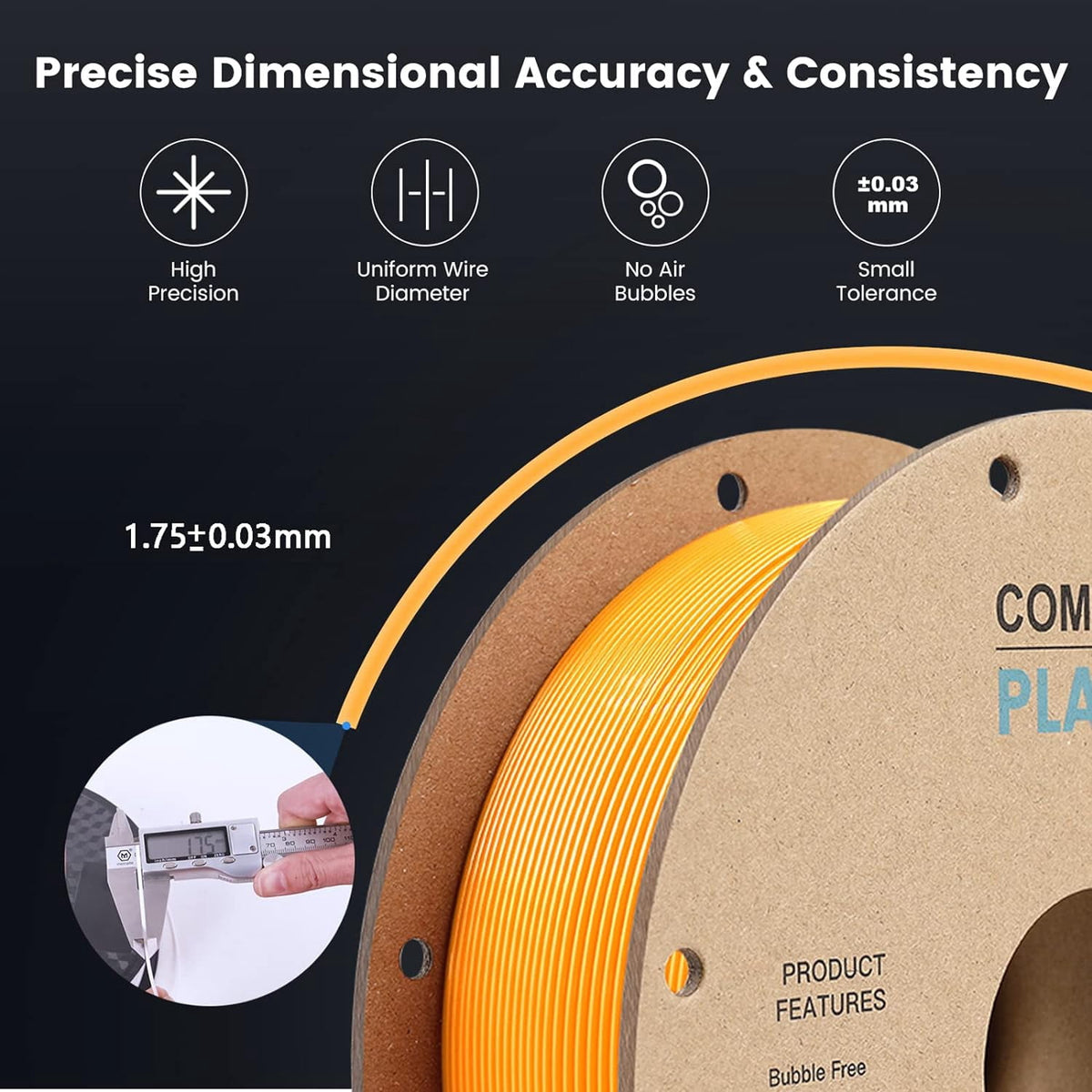 Creality Toughness PLA Filament 1.75mm Grey 1KG 3D Printer Filament