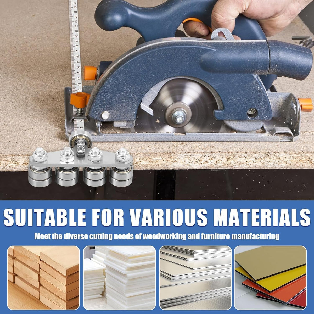 Positioning Calipers for Circular Saw, Stainless Steel Rip Cut Circular Saw Guide, Adjustable Guide Rail for Woodworking Positioning Cutting