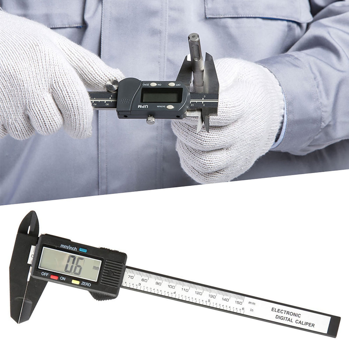 BIMZUC 6 inch Digital LCD Vernier Caliper Gauge Micrometer Measuring Tool, Accurate 150mm Measurement Caliper for Lab Workshop Farm School Jewelry, Lightweight Durable Plastic Construction