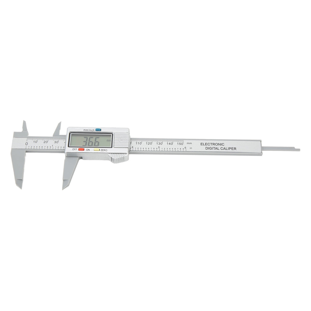 BIMZUC Digital Caliper Electronic LCD Screen Displays 6 inches / 150 mm Measuring Tool Inch Millimeter Conversion PA66 Silver Precise Vernier Measurement Instrument for DIY Woodworking